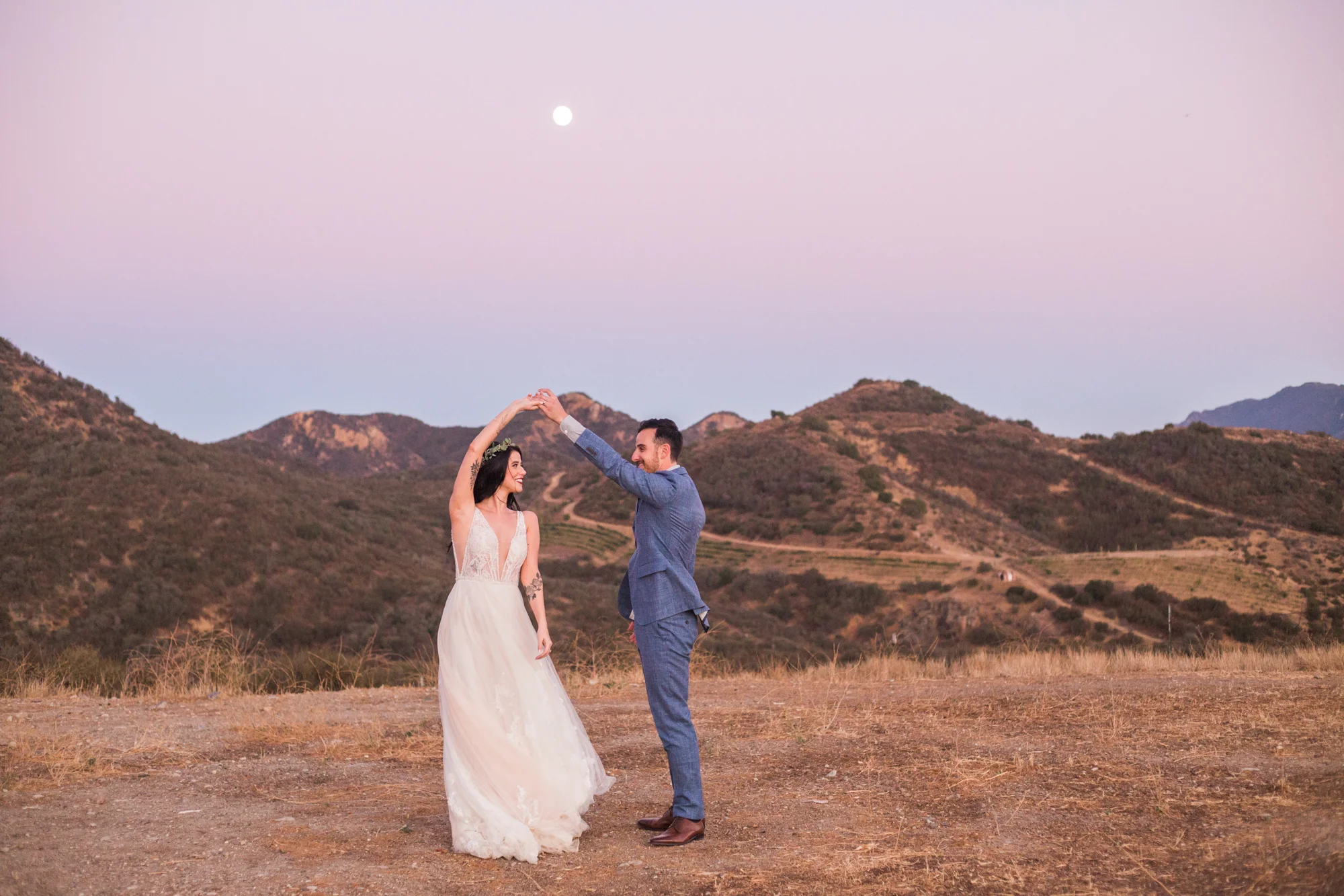 Couple dances in the mountains of California