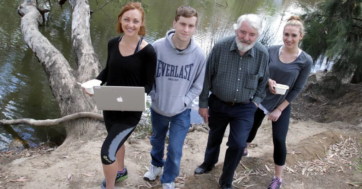 Picnics in the park: Embrace Mental Health meet-up members Samantha Brunskill, Liam Campbell, Graeme Hanlon and Madeleine Powley.