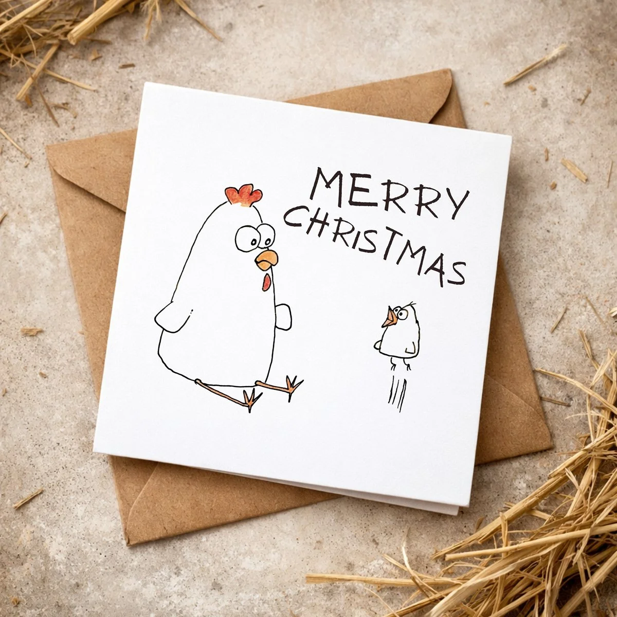 Chicken 'Merry Christmas' Greeting Card