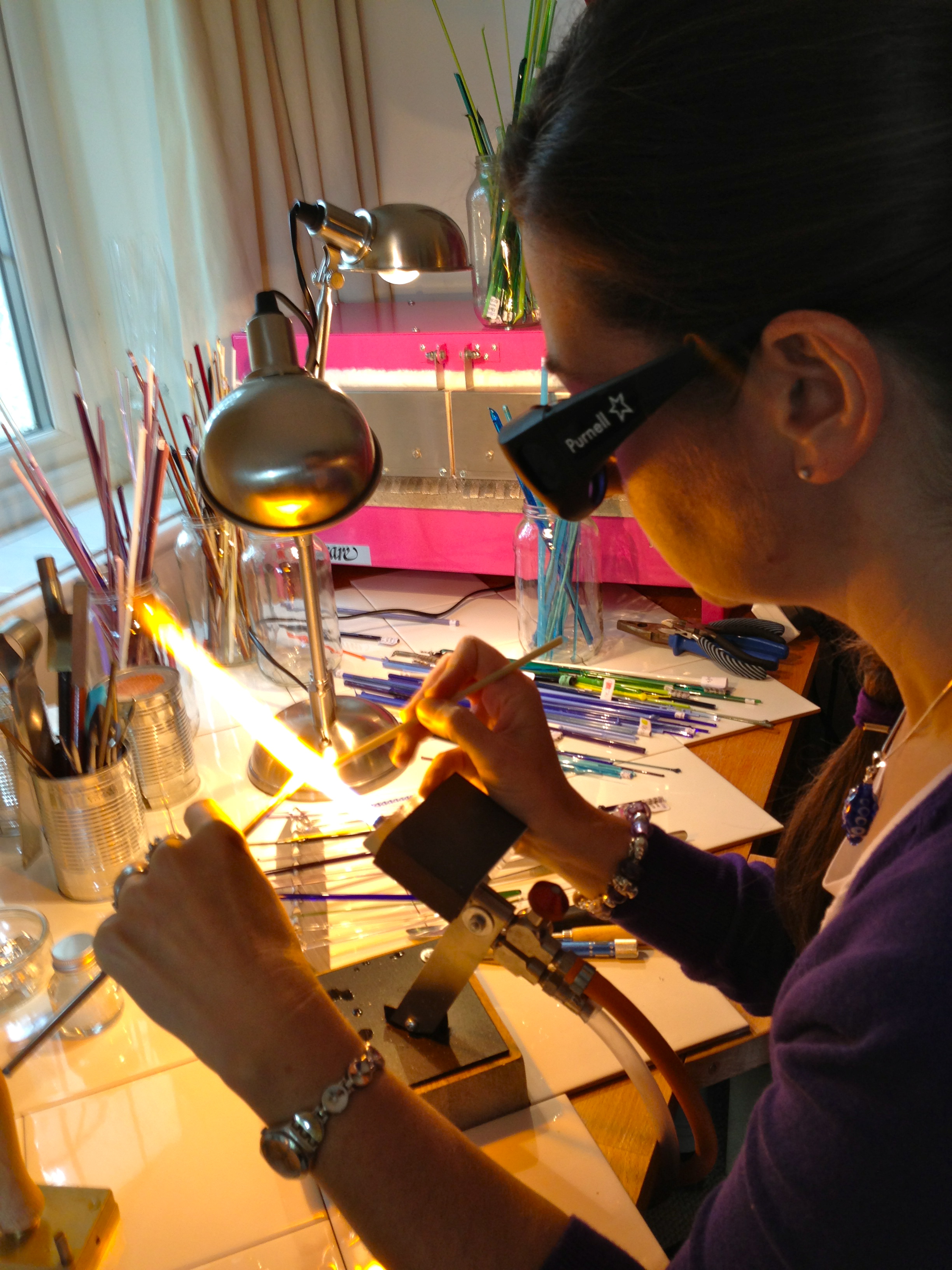 Me making bespoke glass beads