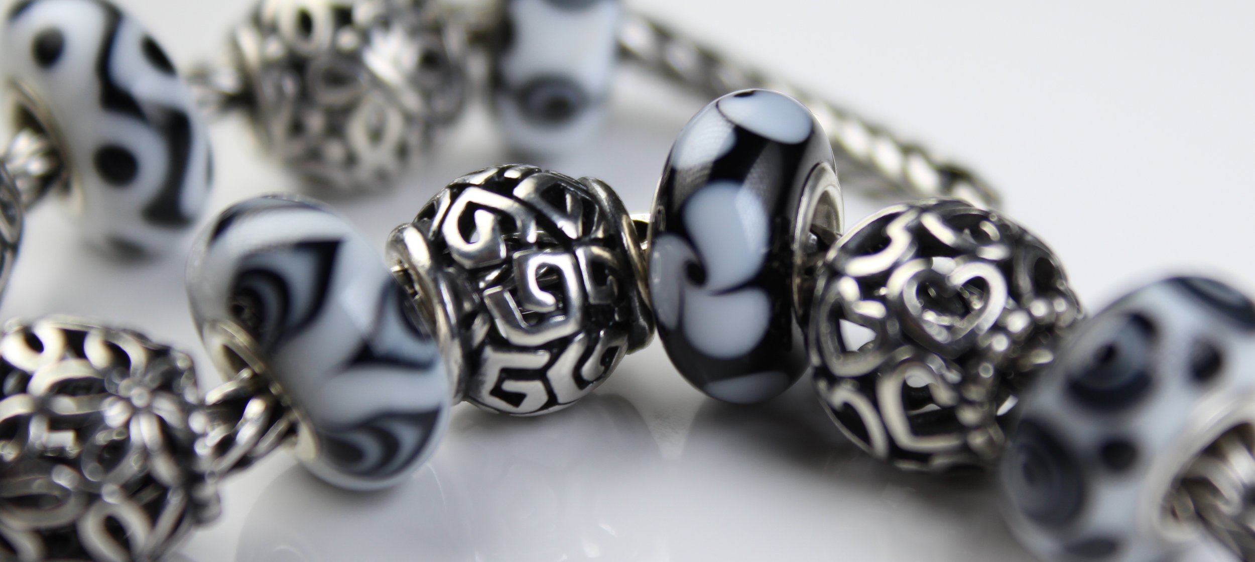 Black and White Charm bead set