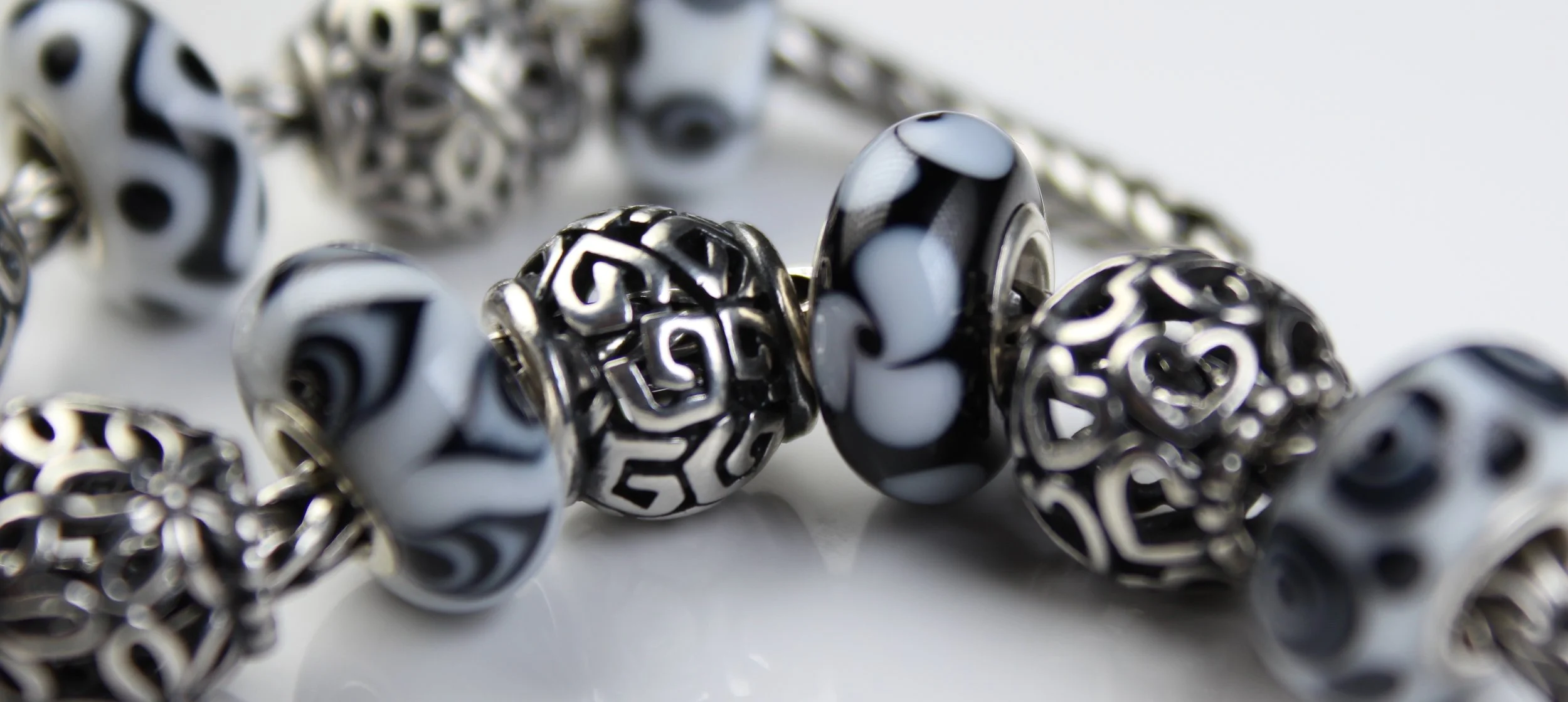 Black and White Charm bead set