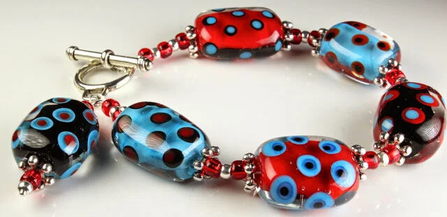 Dotty Glass Pebble Glass Bead Bracelets