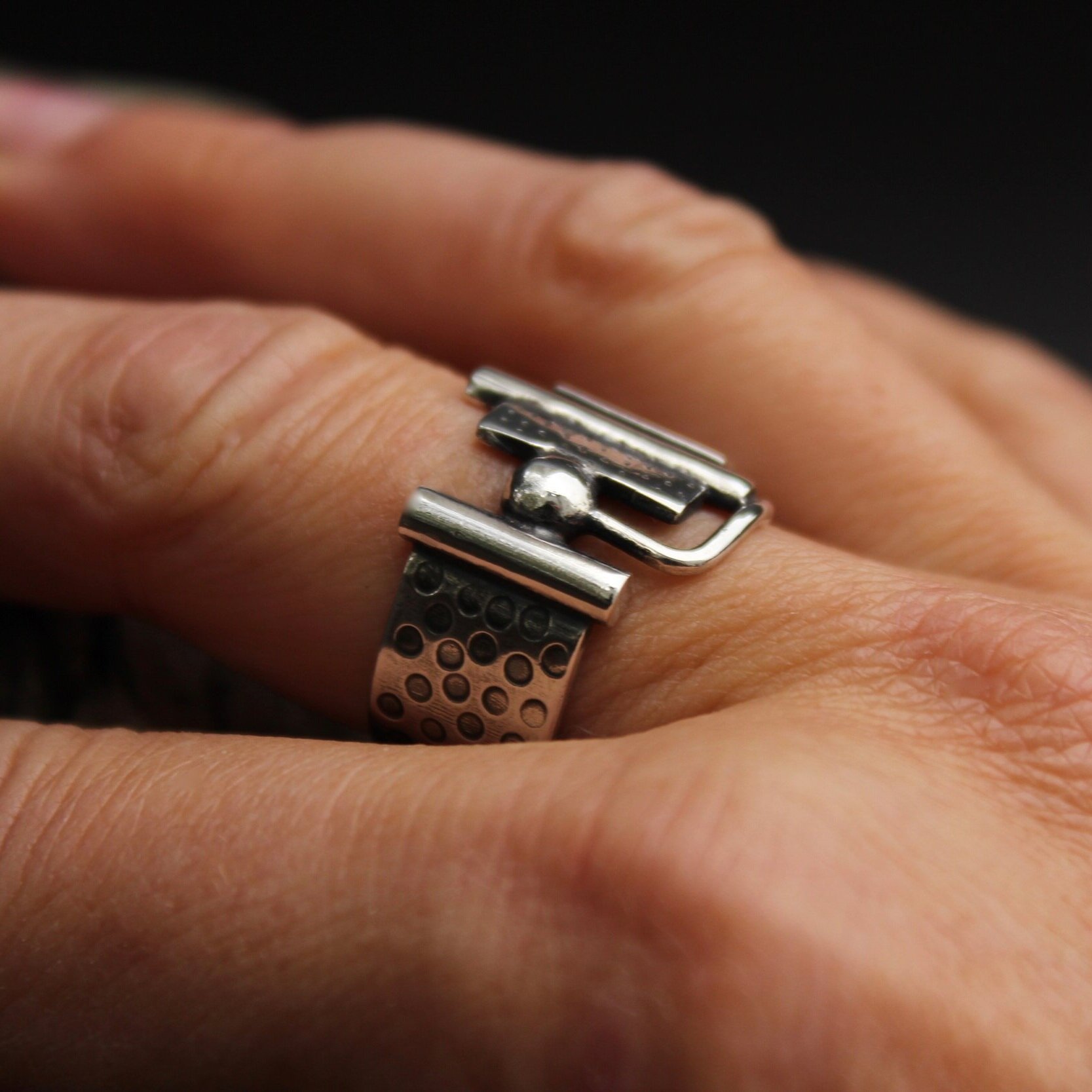 Handmade Industrial Styled Bespoke Sterling Silver Ring