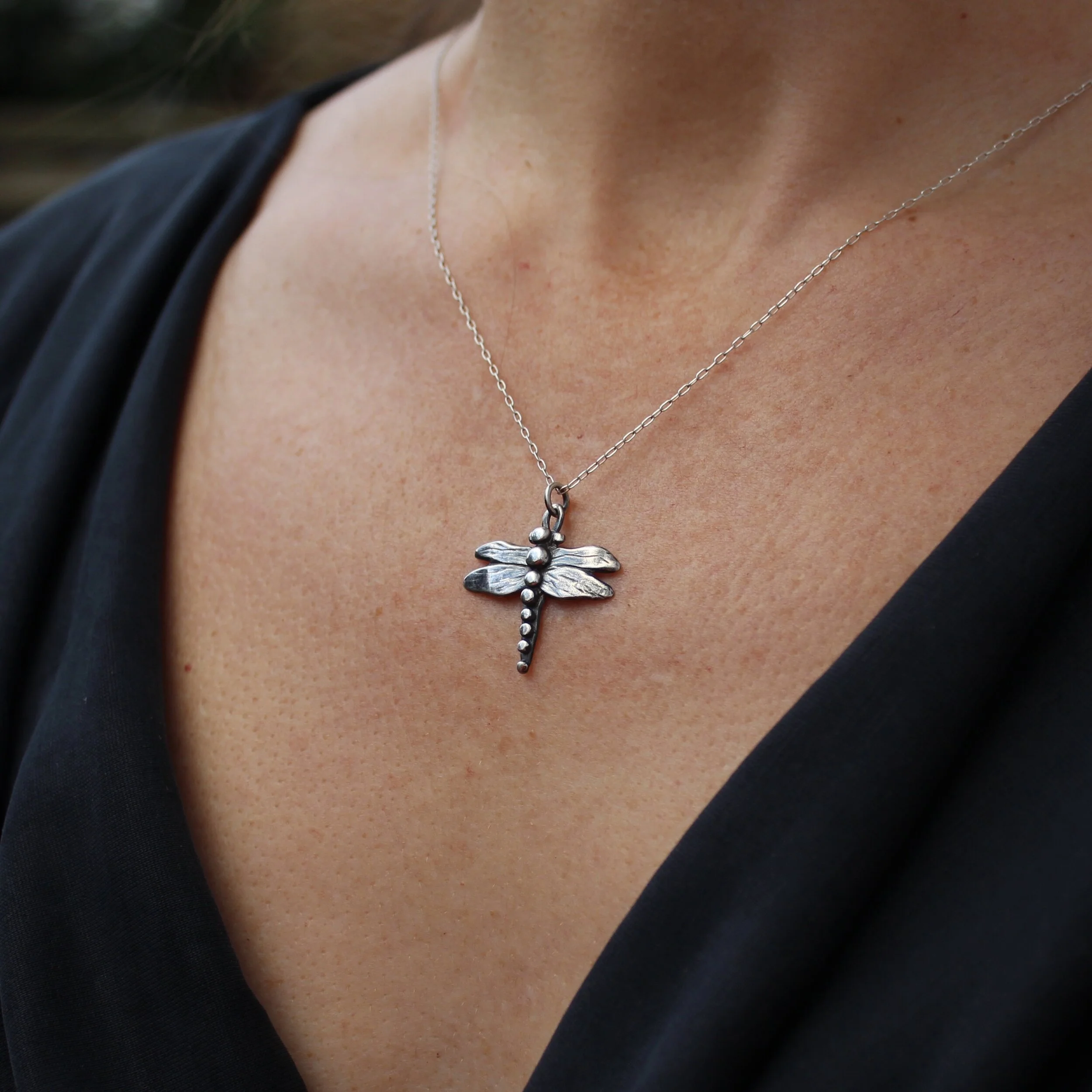 sterling dragonfly pendant made by Chellie Purnell