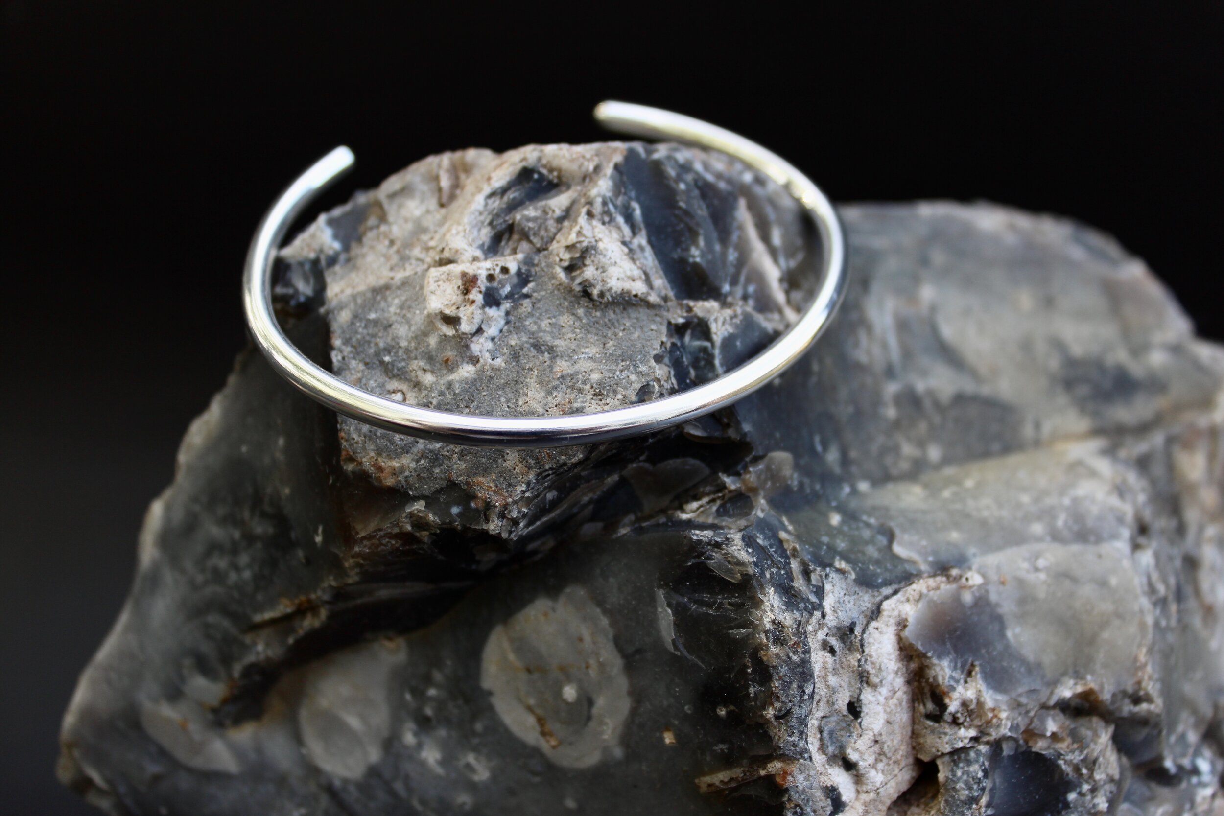 Hand Forged Sterling Silver Charm Bangle