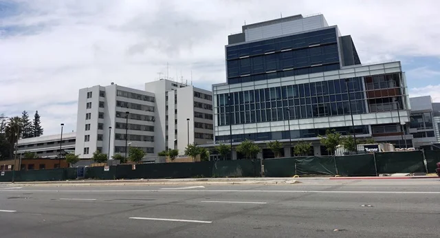 New building on the right side will replace the two buildings on the left side.
