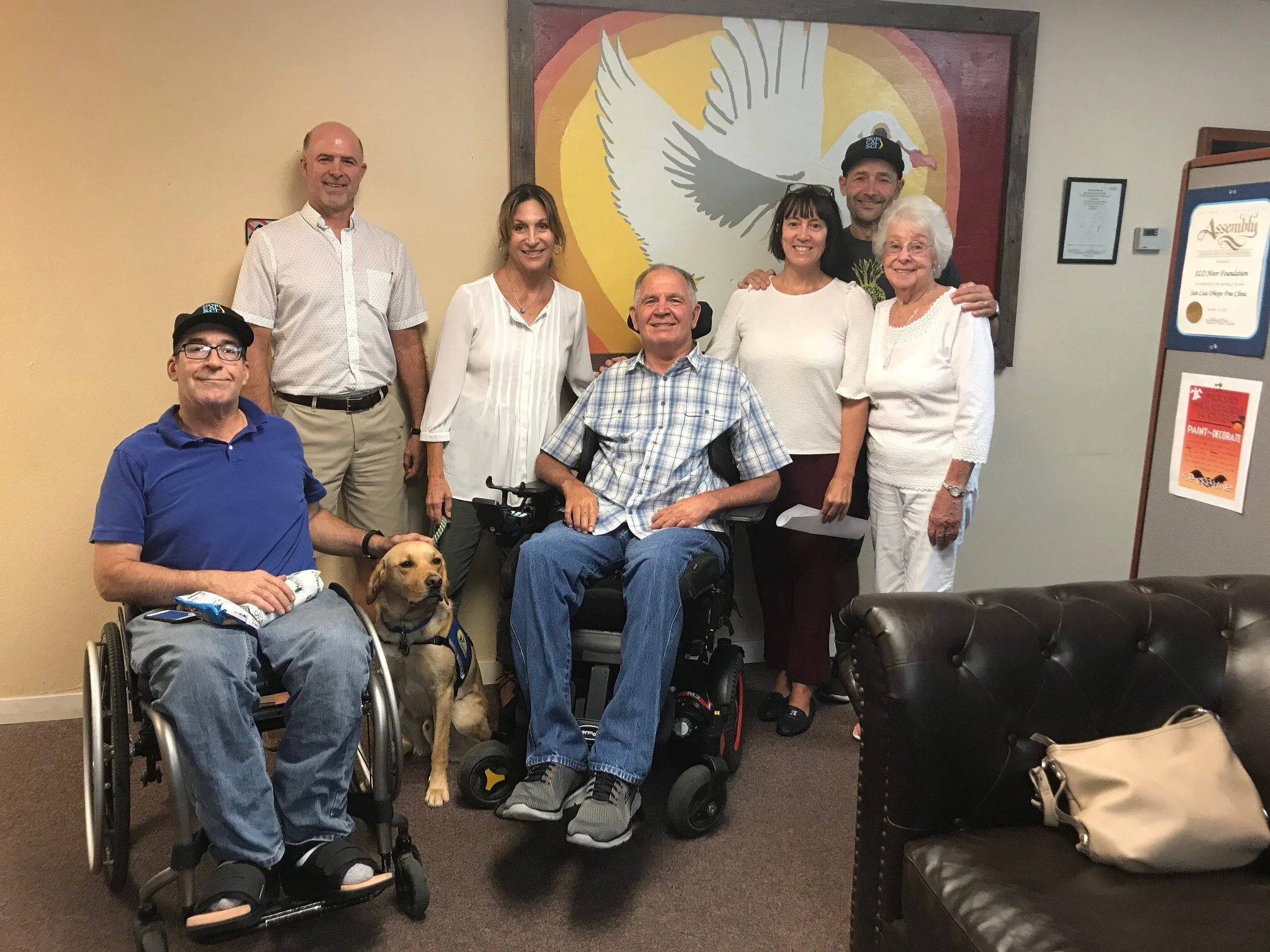 From left to right: Carl McGrew, Kyle Smith, Carole Adler Hughes, Michael Ward, Rebecca Hummel-Moore, Mae MacDonald and Nick Struthers.