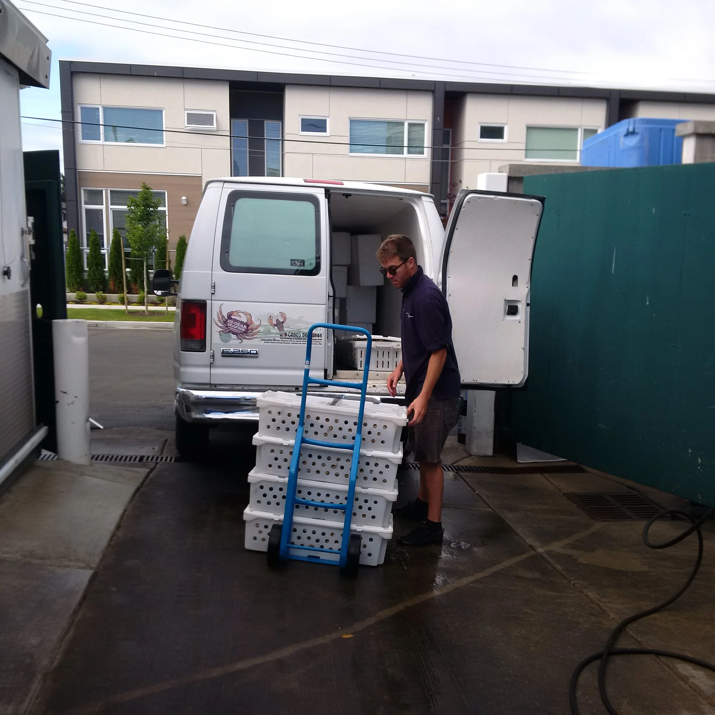 Loading the truck (aka, the Crab Cab) for delivery work in the southern Vancouver Island area.