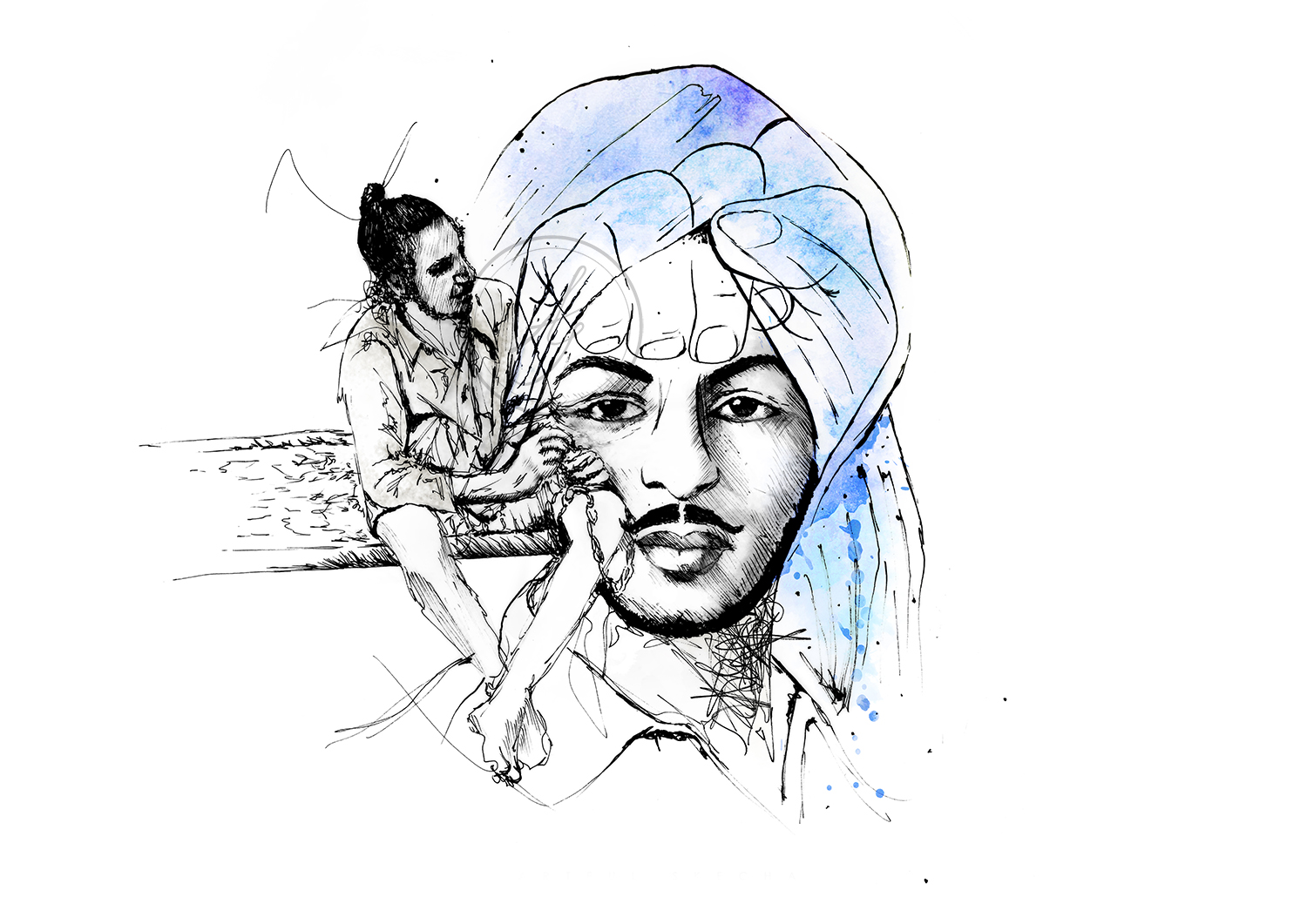 Drawing Bhagat Singh Easy । Challenging Work Without Outline (Independence  Day Special) - YouTube
