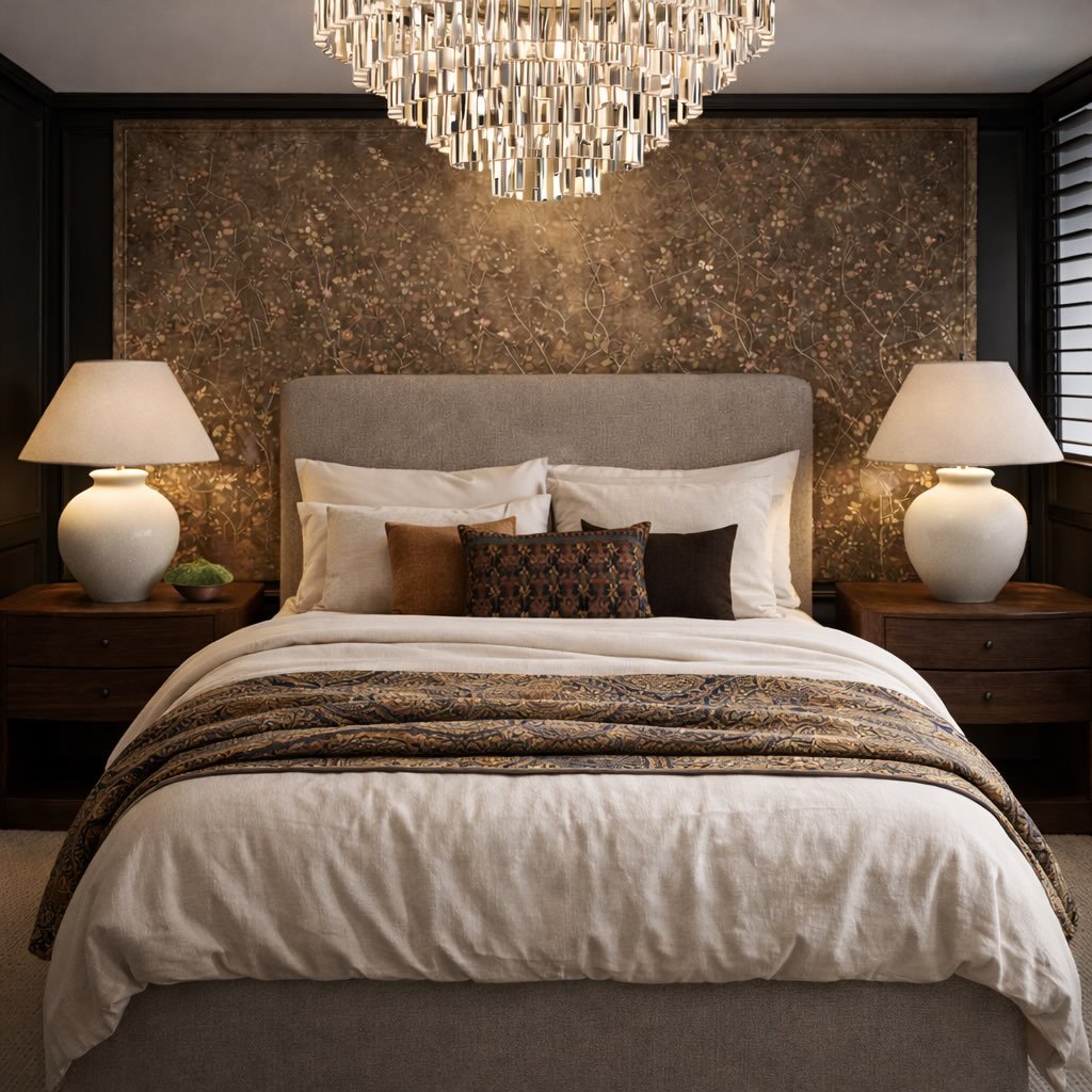 DREAM WEAVER | A tapestry introduces something paint and wallpaper cannot: depth with restraint.

It softens the architecture, absorbs light and sound beautifully, and brings a quiet sense of history into the room. In a bedroom, that softness matters