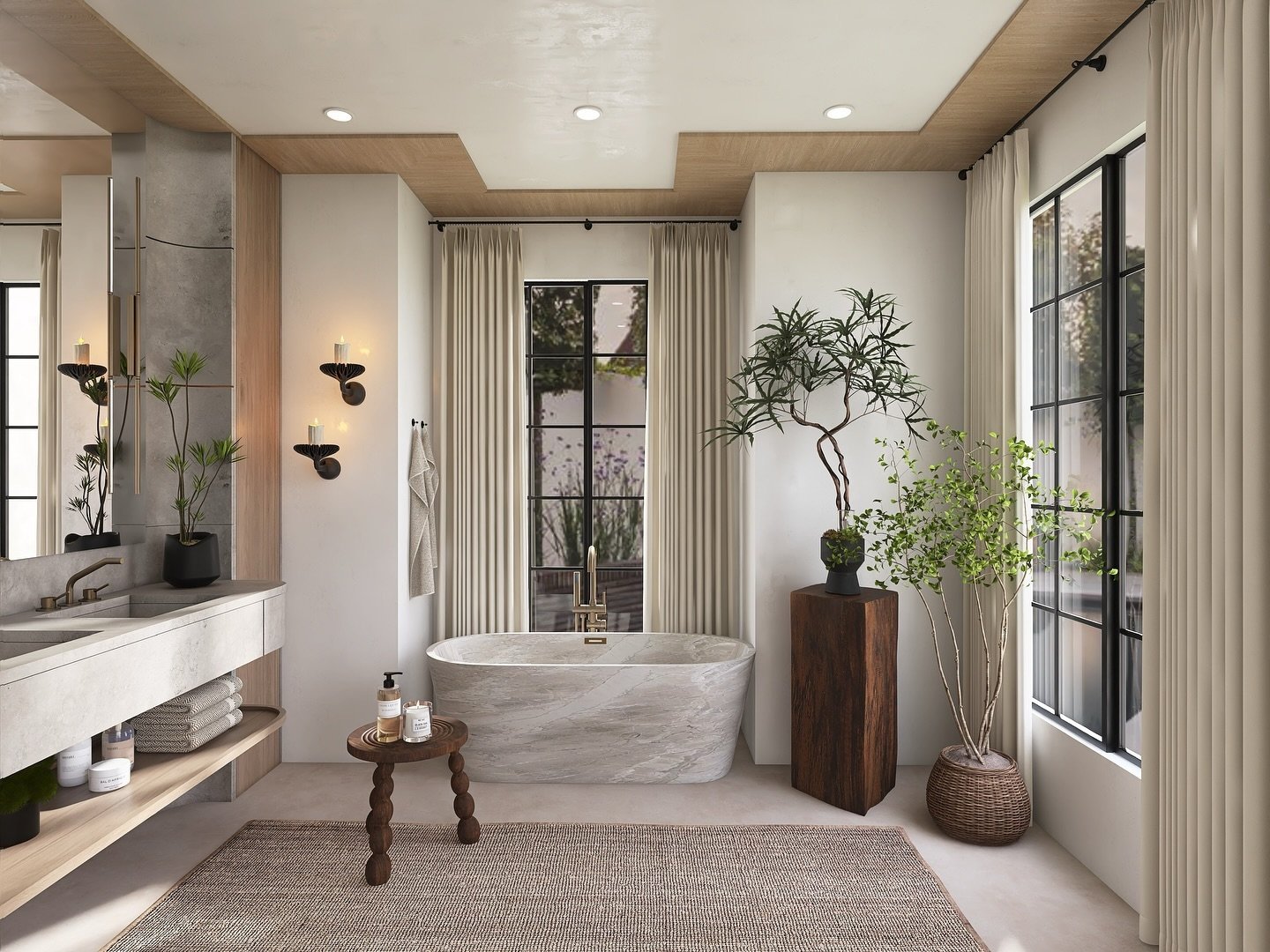 CONCRETE THINKING | Who knew concrete could feel this serene? Every detail&mdash; from the custom vanity to the seamless floors, sculpted tub, and textured walls&mdash;creates a tranquil escape where minimalism meets raw beauty.
Proof how this simple