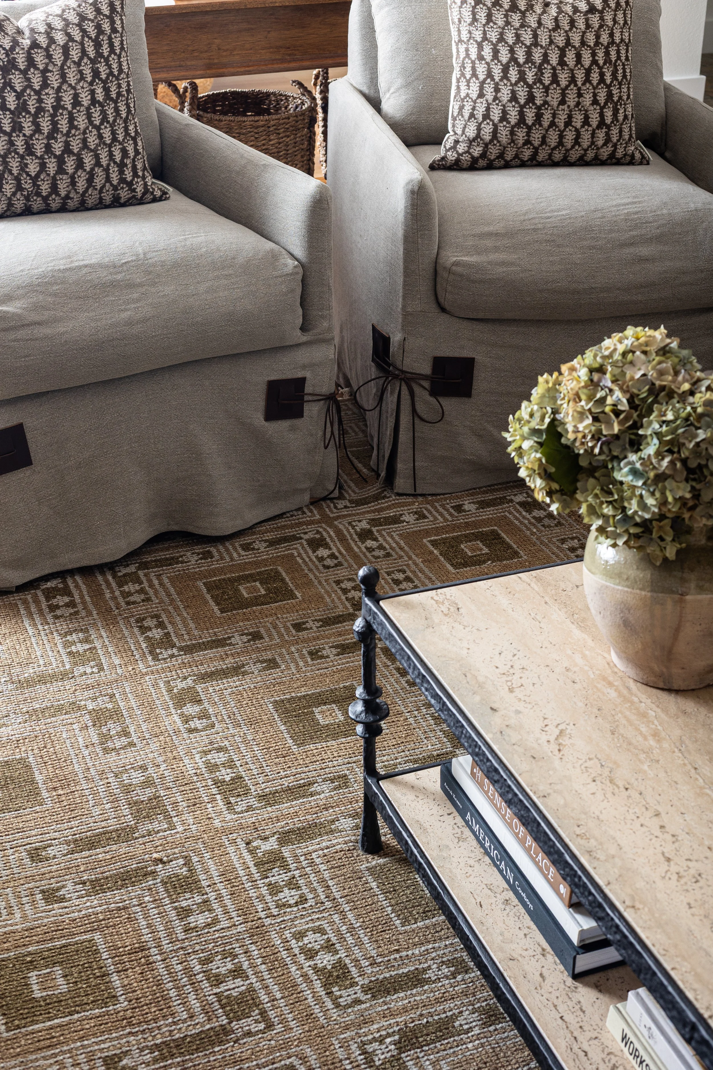 Textured rug in living room, real estate photography vs interior design photography