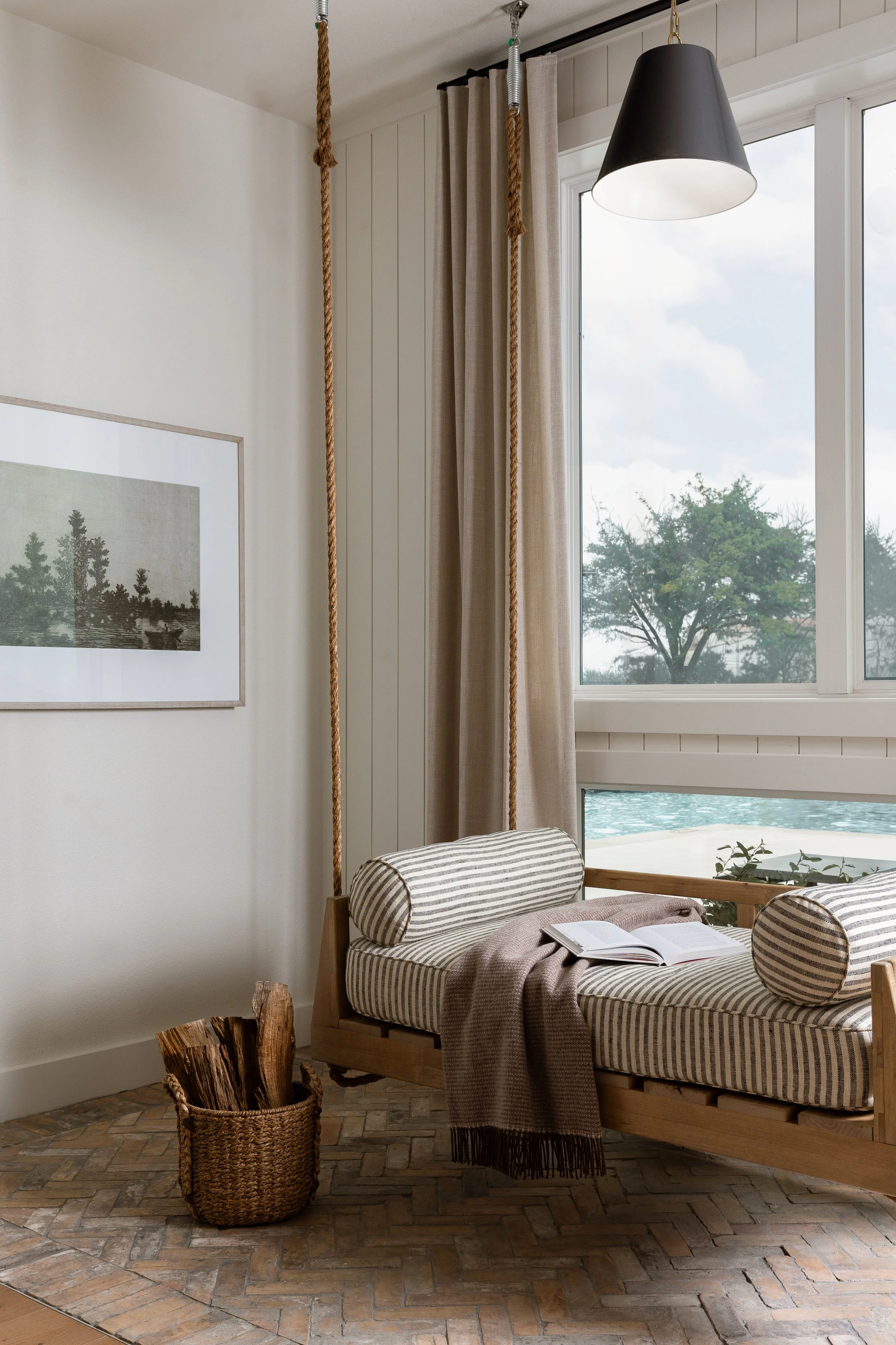 daybed swing inside home; real estate photo vs interior design photo