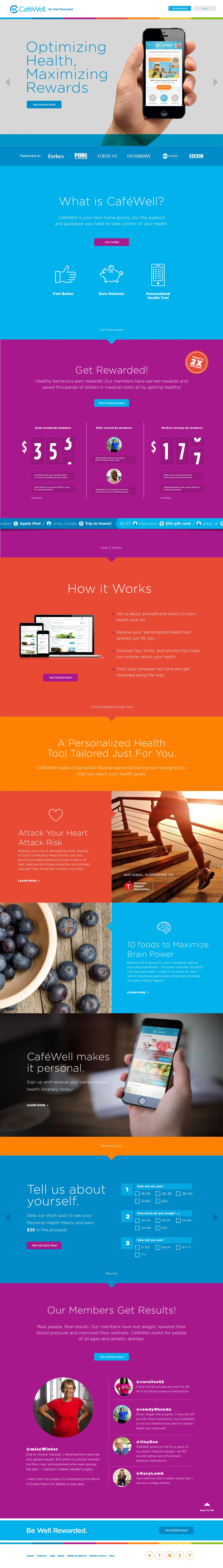 In addition to working with clients, I worked on a variety of internal projects including UX/UI, campaign templates that were made available to all clients, product program development, sales materials and general branding projects. Above: CaféWell landing page comp (unused)