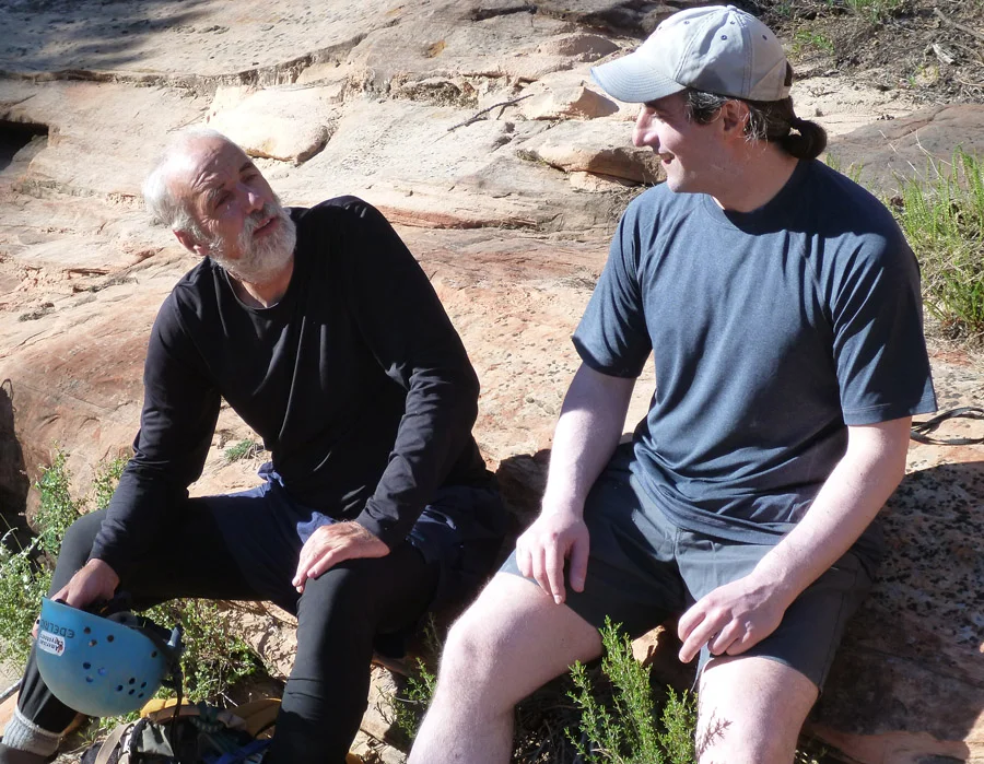 Ram and Stefan catching up near the little bridge