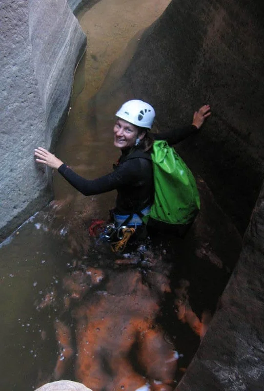Moving through the water in Keyhole Canyon, Zion National Park.