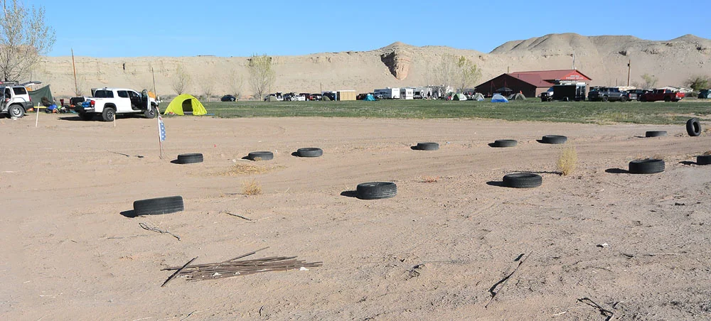 Hanksville Fire House, dirt track and camping area