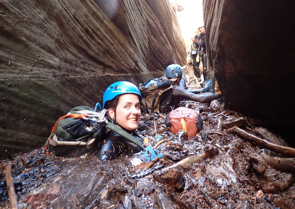 Sara enjoying log soup