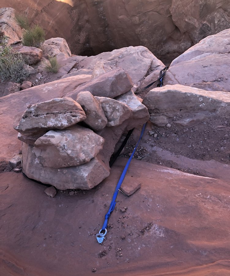 Whacky anchor, 1st rappel
