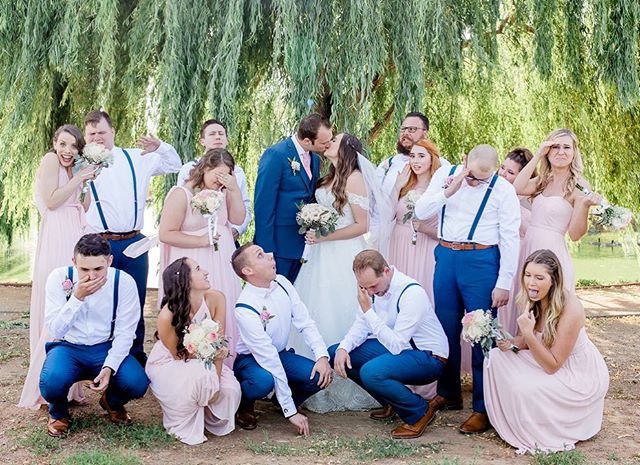 I love when you have bridal parties that are totally down for some fun poses .
.
.
.
.
#melissaenaultphotography #sacramentoweddings #wolfeheightseventcenter #sacramentoweddingphotographer #theknot #bridalparty #vacavilleweddingphotographer #fairfiel