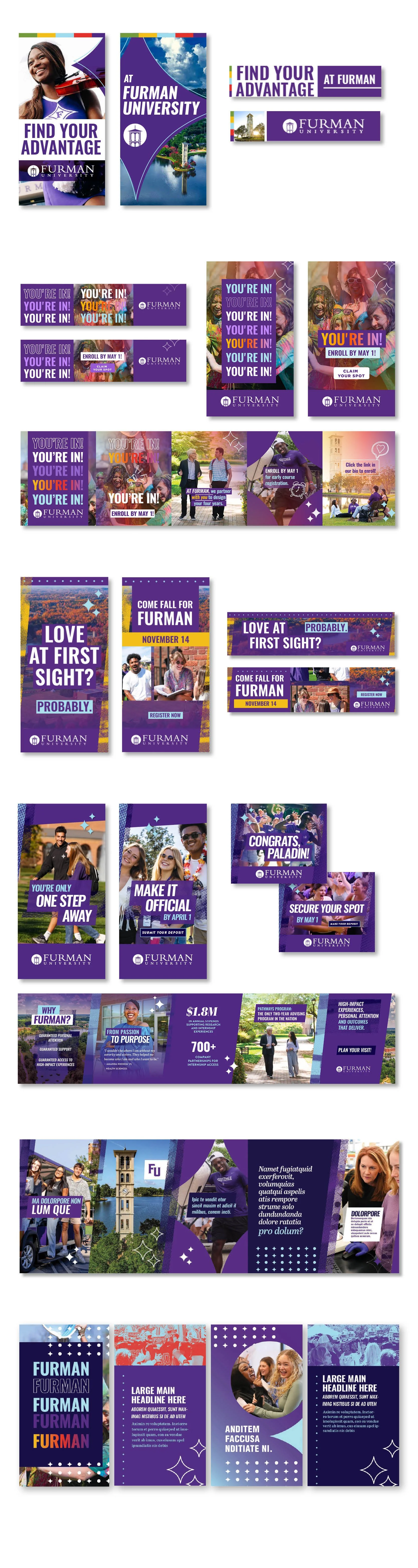  From target-specific paid advertising to authentic organic social, Furman’s ongoing digital marketing is essential to increasing yield for recruitment and university brand recognition. 