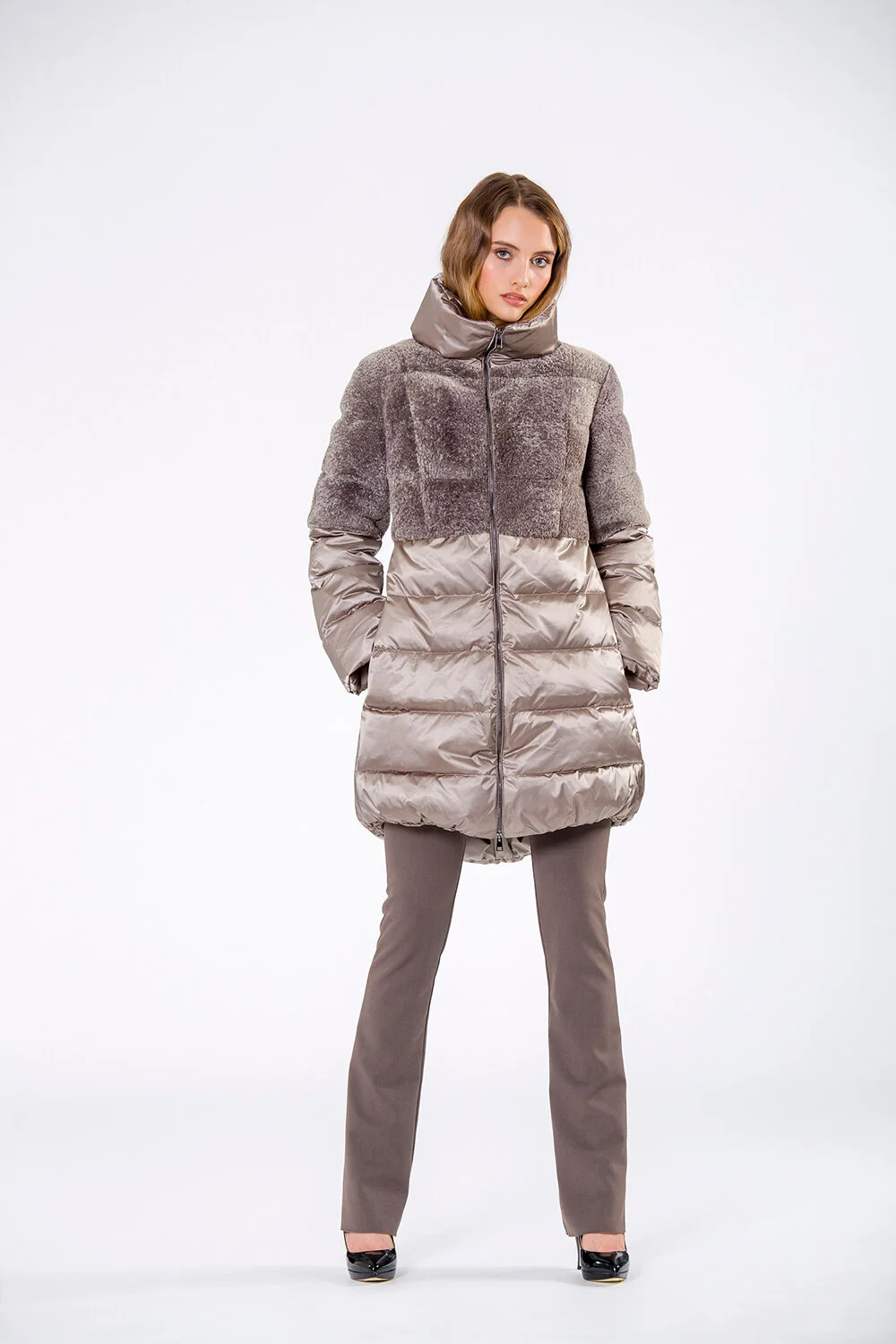Pat Flesher Fur grey down-filled coat