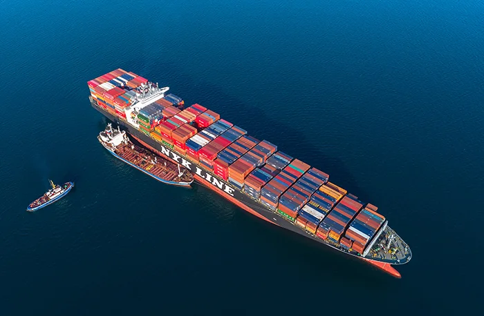 Container carriers will incur additional costs of as much as $265 per FEU from Asia to the US West Coast and $700 per FEU to the East Coast as a result of the low-sulfur fuel mandate, according to one study. Photo credit: Shutterstock.com.