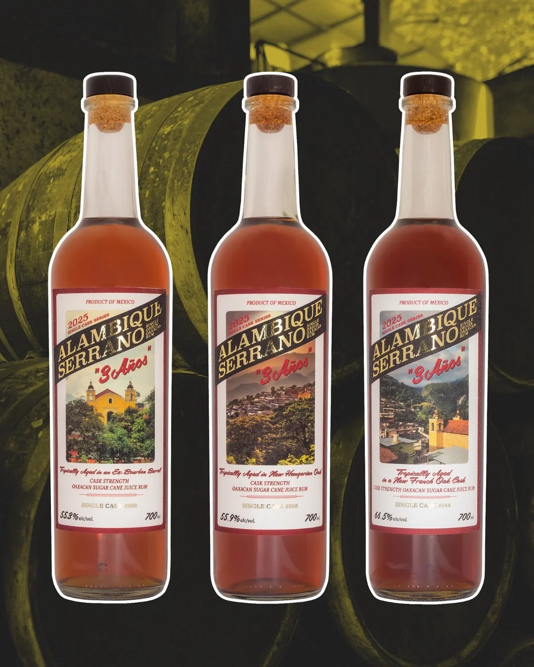 🇲🇽 The 2025 Alambique Serrano Single Cask Series has arrived!
This annual series of Oaxacan rums is a deep dive into the Krassel brothers’ aging rooms, highlighting the finest barrels among a slew of rare and unique wood types. Each cask has