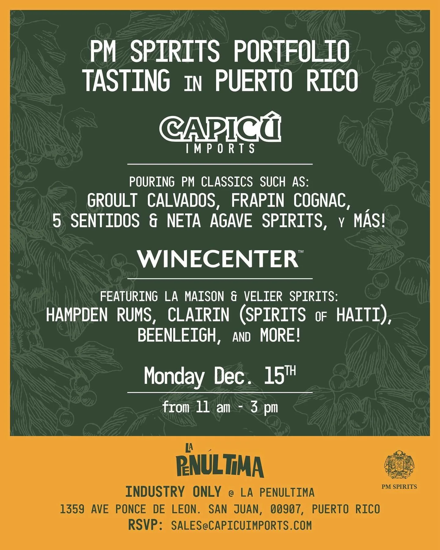 PM goes to PR! Next Monday, December 15th, we&rsquo;ll be hosting a portfolio tasting with our distribution partners in Puerto Rico &ndash; Capic&uacute; Imports and Winecenter. We&rsquo;ll be pouring the good stuff from longtime PM suppliers includi
