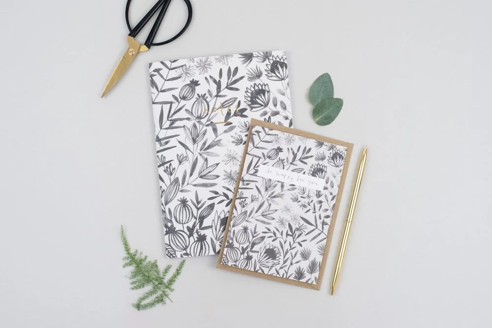 Grey Floral Notebook £7