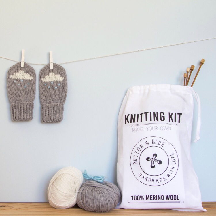 Rain Cloud Mitten Kit by Button and Blue £30