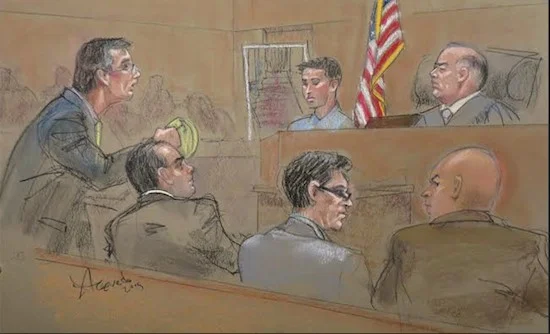 Court sketch by Alba Acevedo
