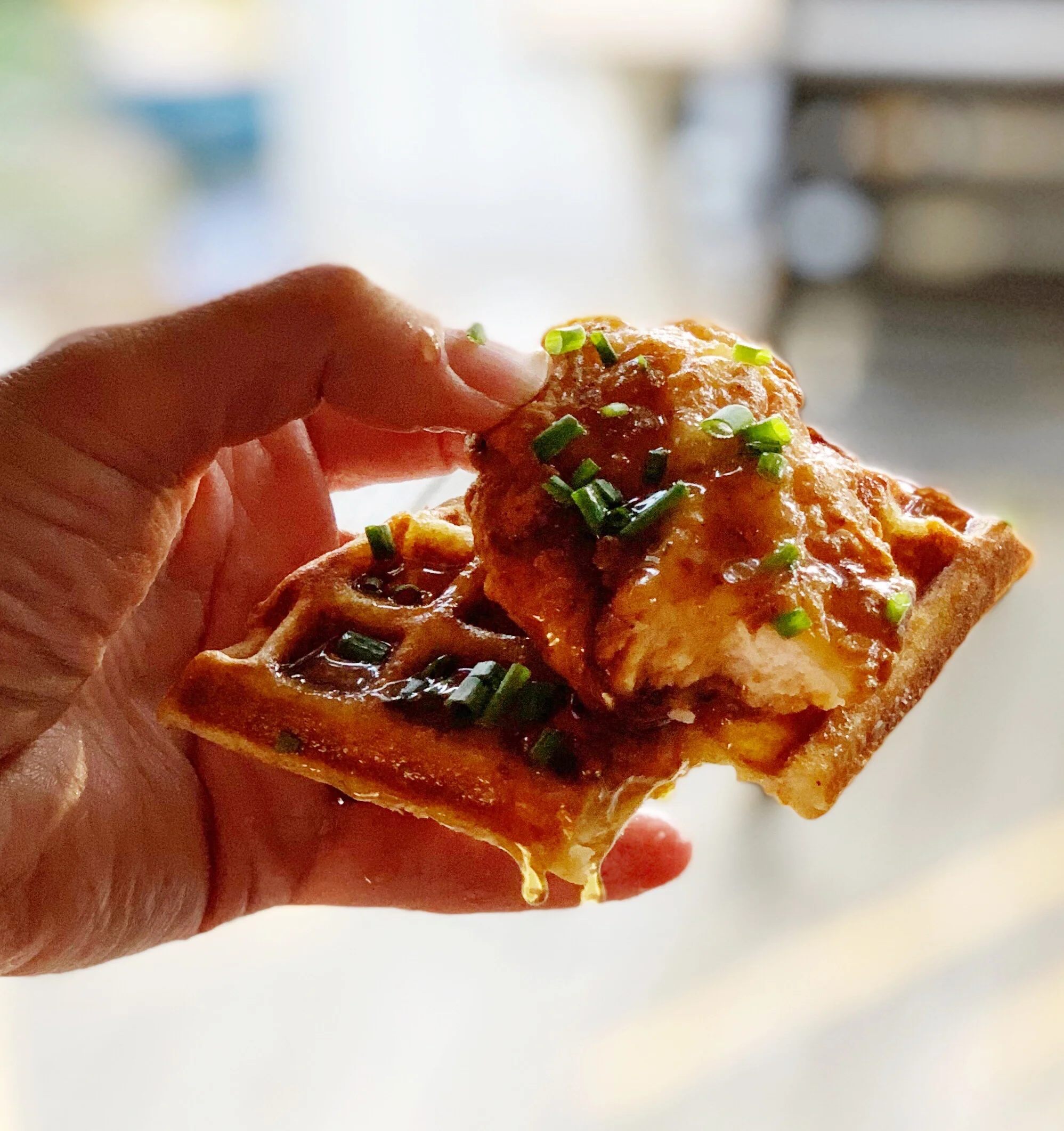 Fried Chicken &amp; Waffles (with Hot Honey Maple Syrup)