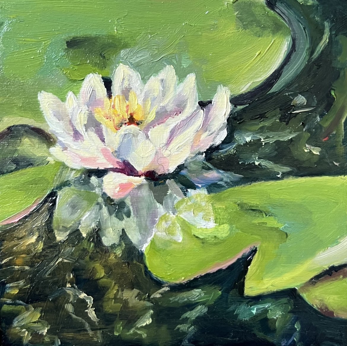 White Lily Reflection - 4"x4" - SOLD