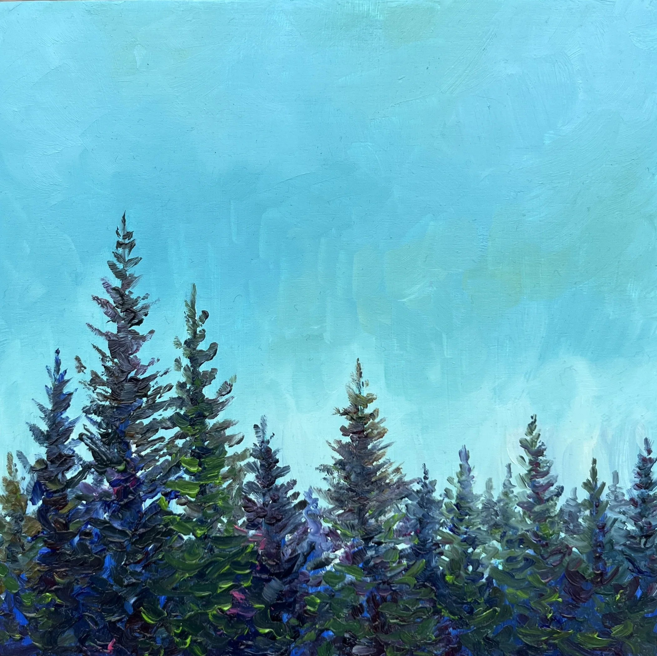 Tree Tops in Teal - $165 - 6"x6"