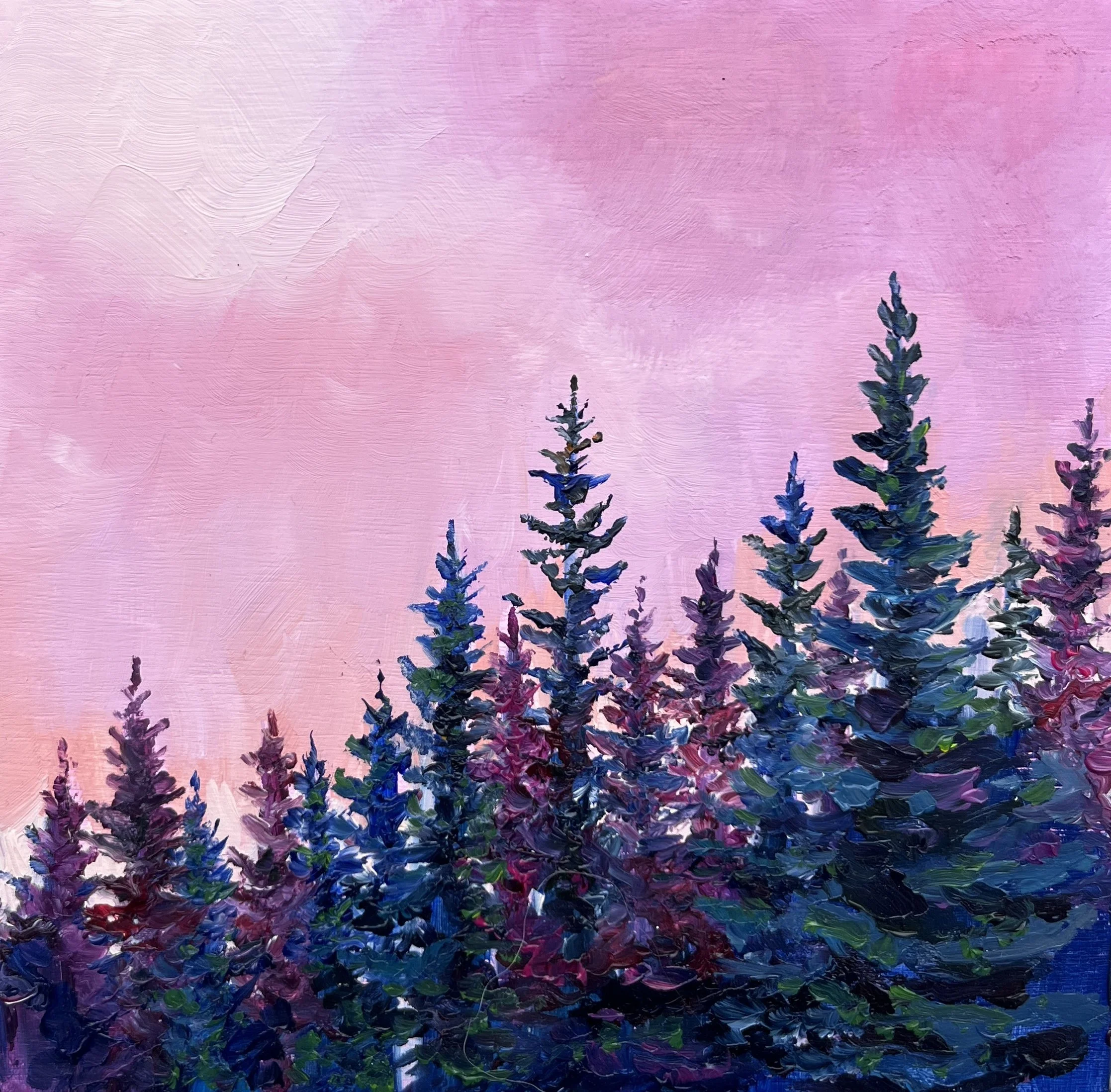 Tree Tops in Rose - $165 - 6"x6"