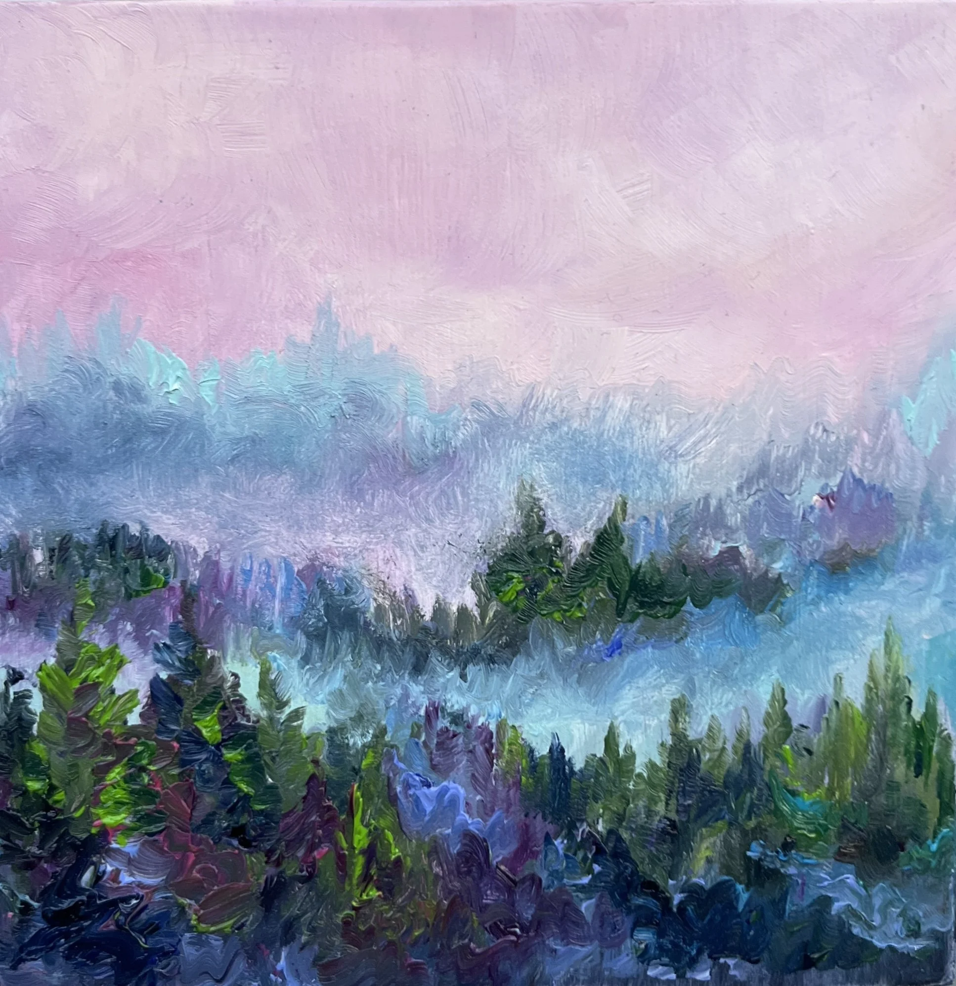 Misty Mountain in Rose - $150 - 5"x5"