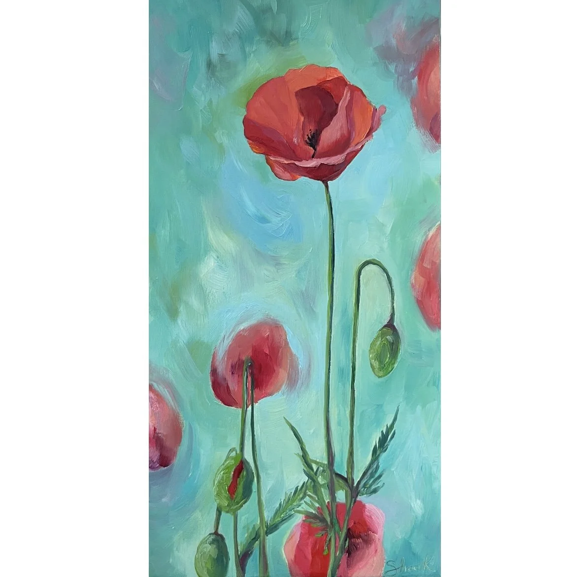 Poppy Impressions - $250 - 6"x12"