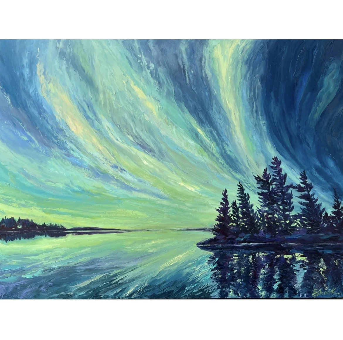 Aqua Aurora - $2400 - 30"x40" - framed