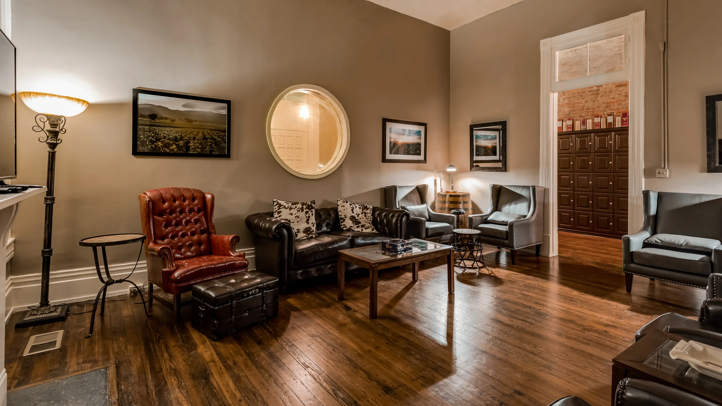 Upstairs in the members lounge.