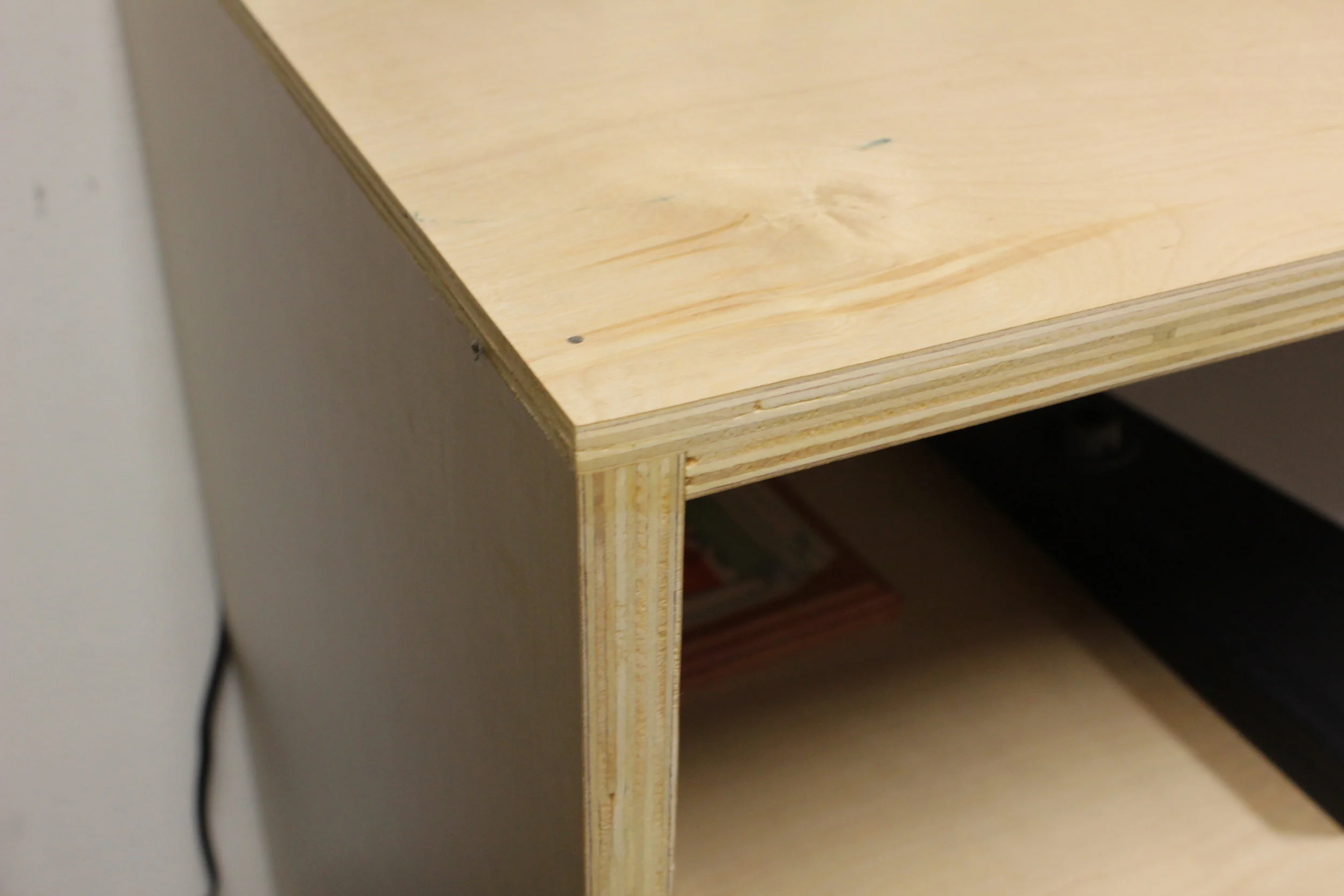  The joints were glued and pinned with evenly spaced finishing nails. I decided not to hide the nails and just set the heads flush with the surface to hint at how it was put together.&nbsp; 