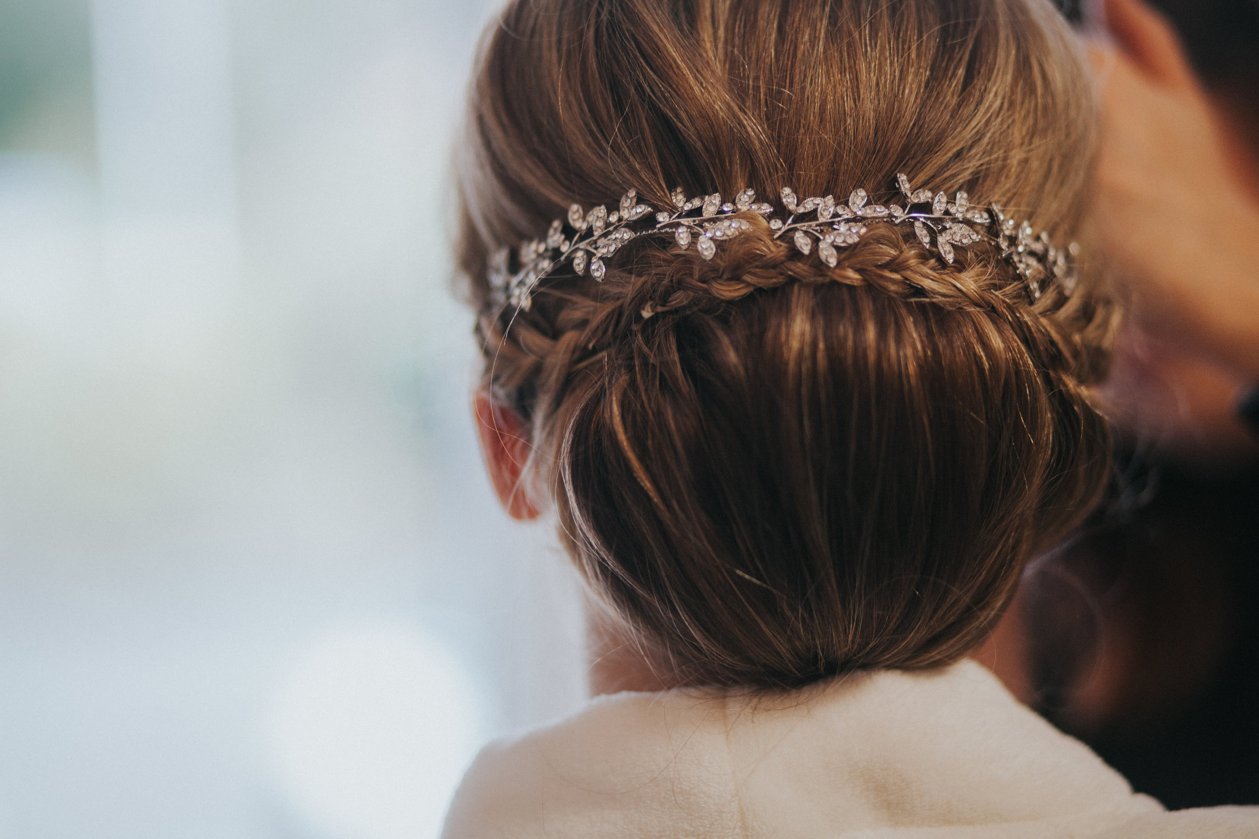  back of brides head with diamonte hair clip 