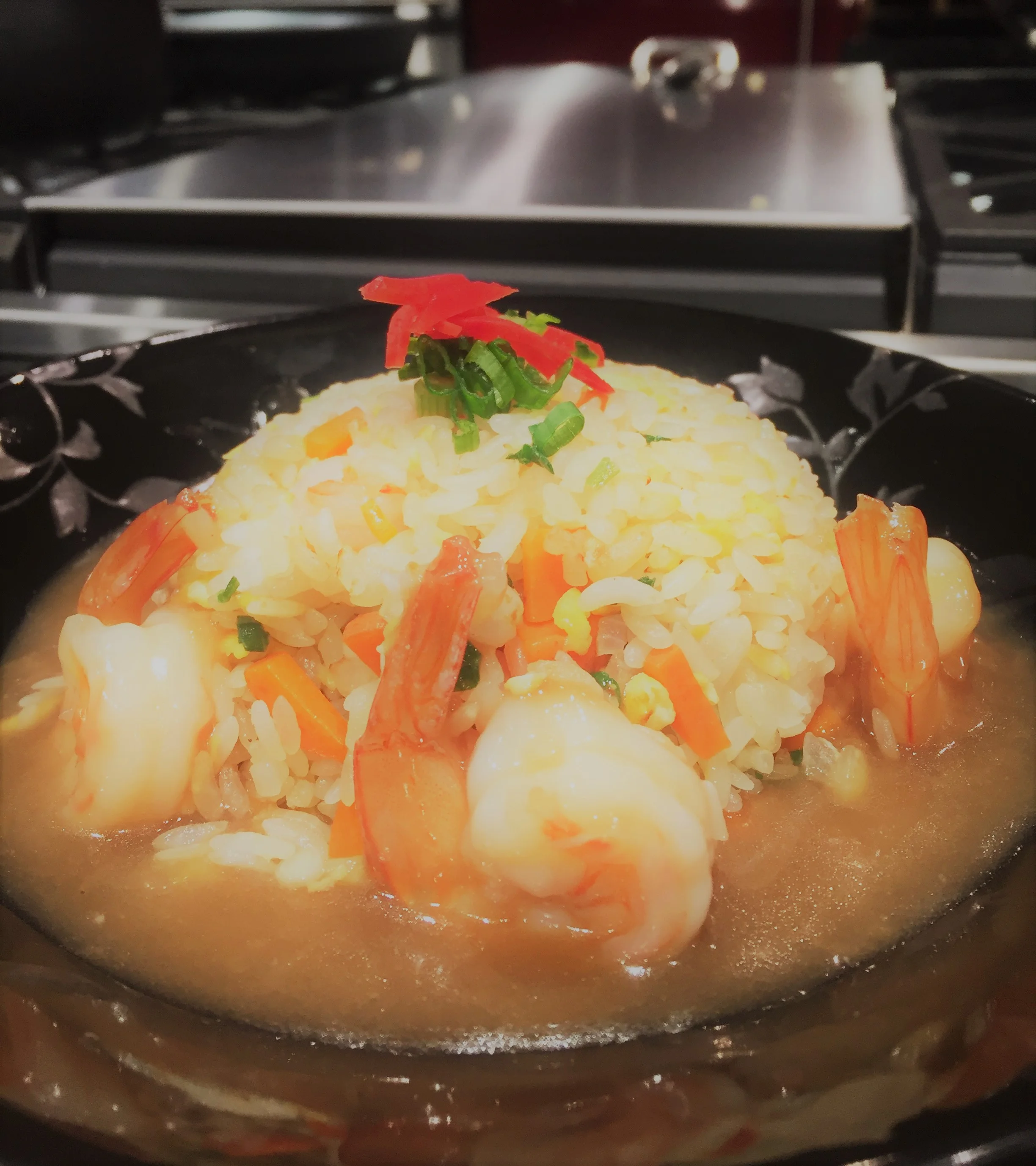 Shrimp Fried Rice w/ "Ankake" (Thick Soup)