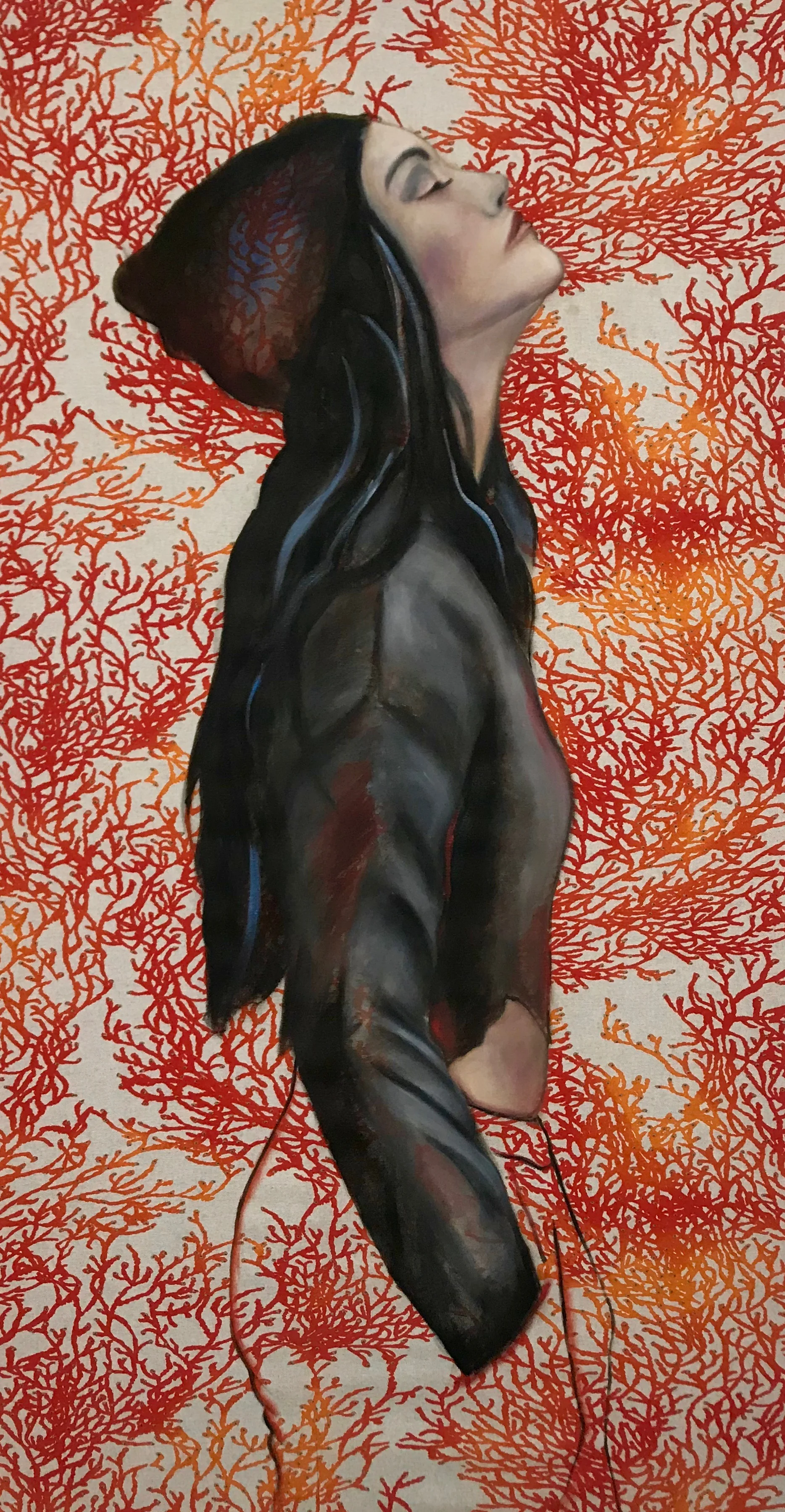 140cm X 75cm Oil on printed fabric