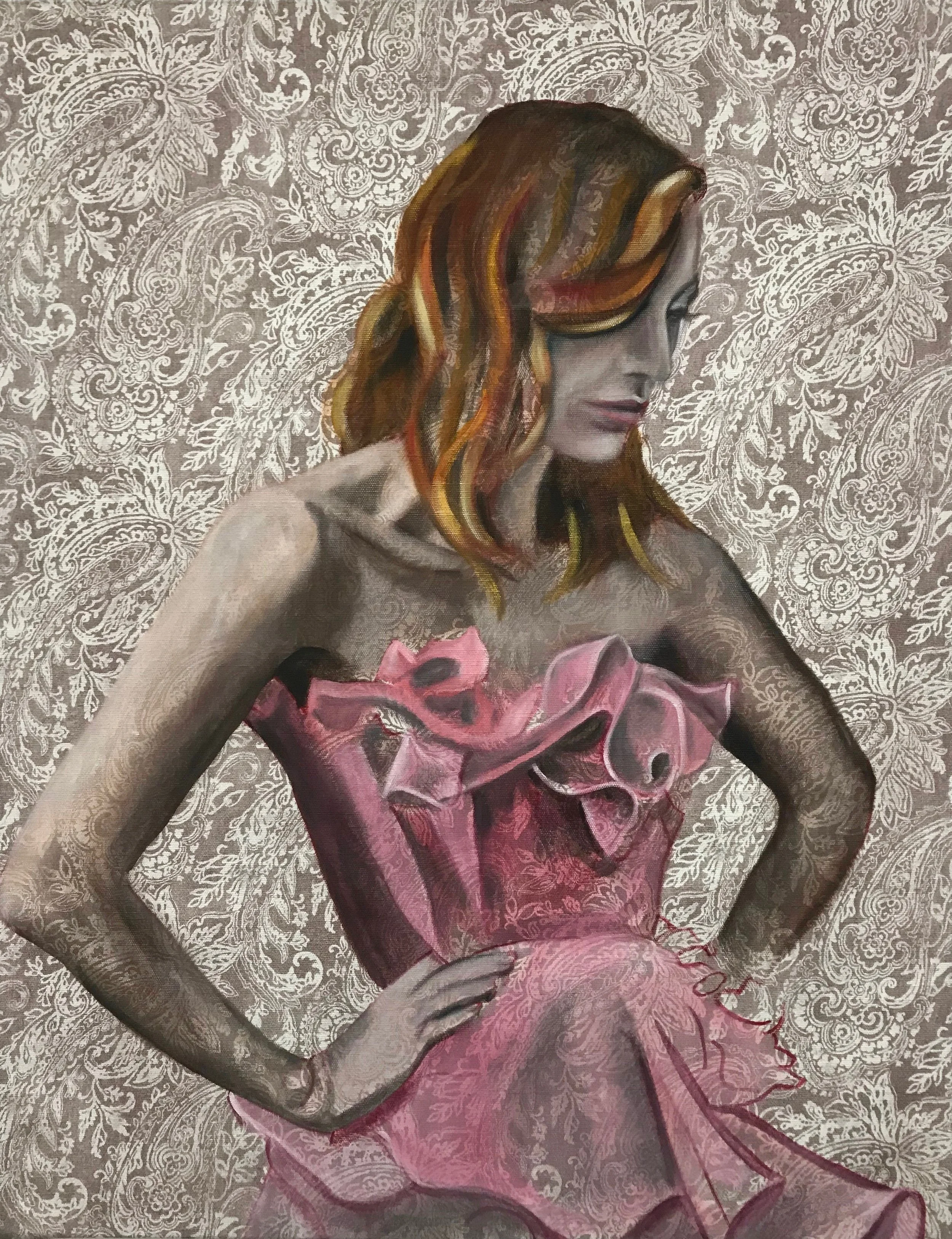 115 cn X 75cm Oil on organic printed cotton