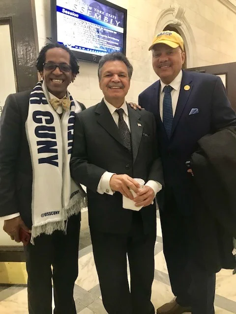 From left to right: NYS Assembly Member Al Taylor, NYS Assembly Member Felix Ortiz, NAACP NYS Conference 1st Vice President Geoffrey Eaton