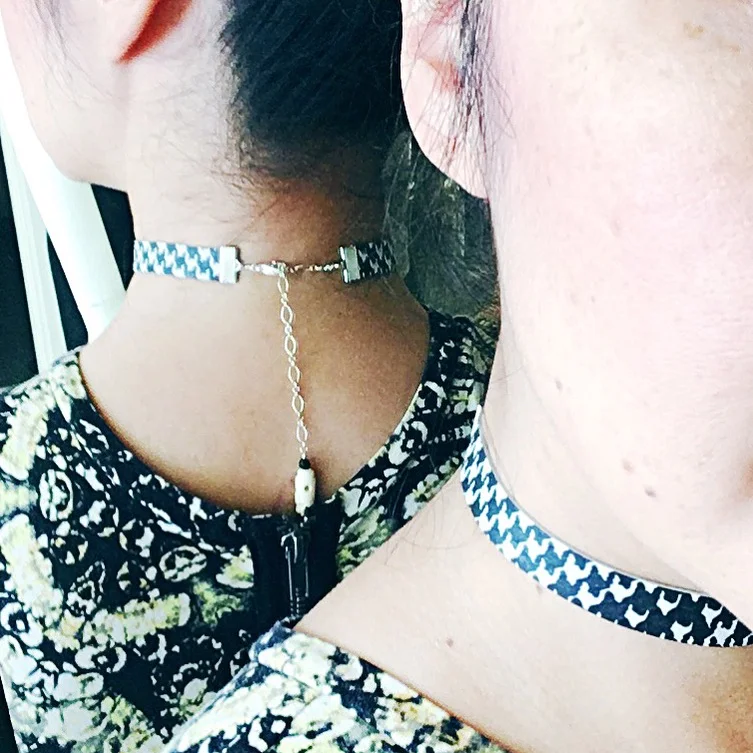 Leather Choker with Bone Skull Bead