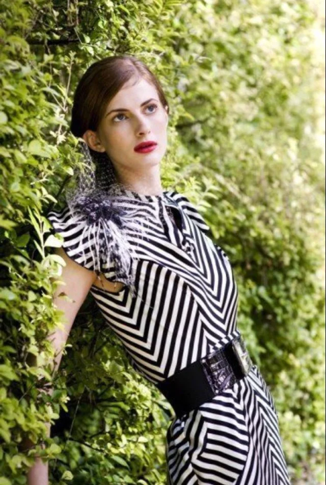 Black and White Striped Chevron Gown