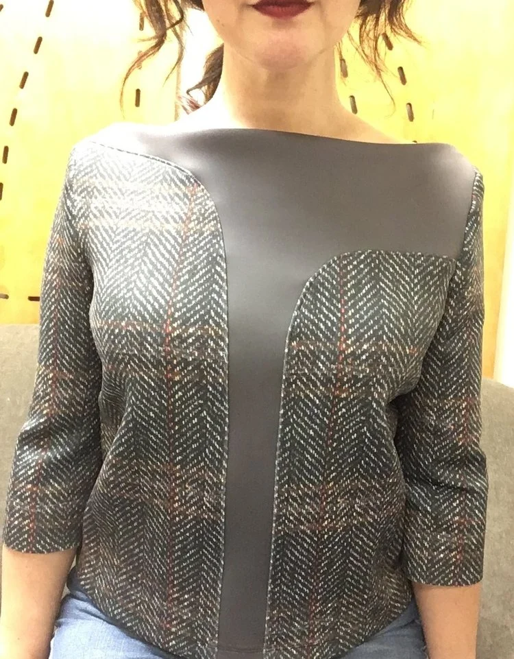 Asymmetric Boatneck Neoprene Top